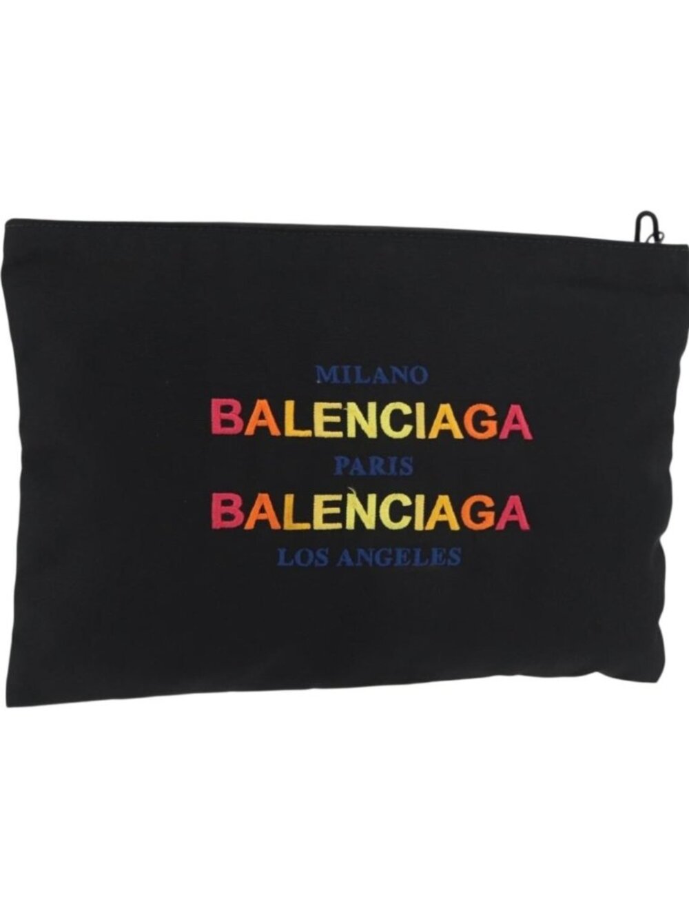 BALENCIAGA Clutch Bag Canvas Black Silver 459745